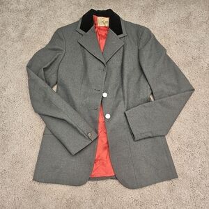 Pytchley Blue Yellow Riding equestrian show jacket Womens XS/S EUC England Horse